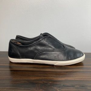 Frye Mindy Black Leather Laceless Casual Minimalist Slip On Womens Size 10